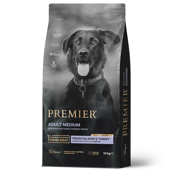 Premier Premier Dog Salmon&Turkey Adult Medium (Свежее филе лосося с индейкой для собак средних пород)