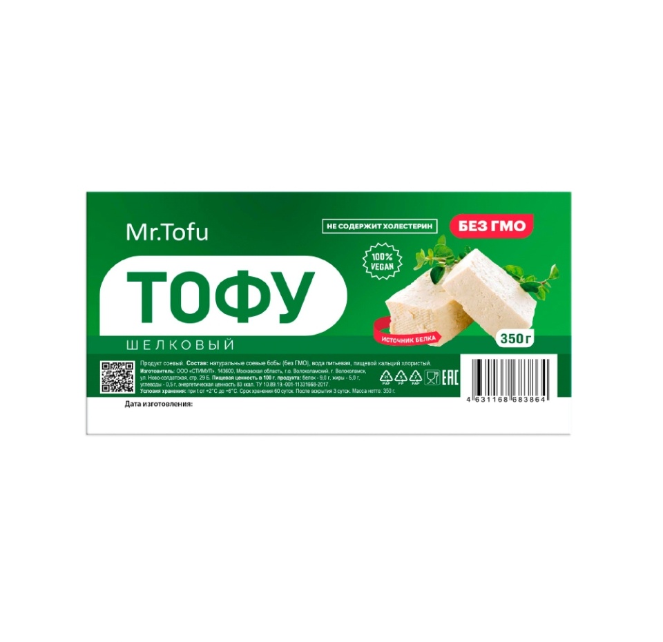 

Тофу шелковый 5% Mr. Tofu 350г, Россия