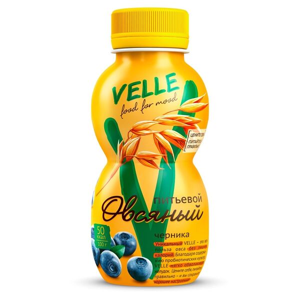 Продукт овсяный питьевой ферментированный Velle Черника