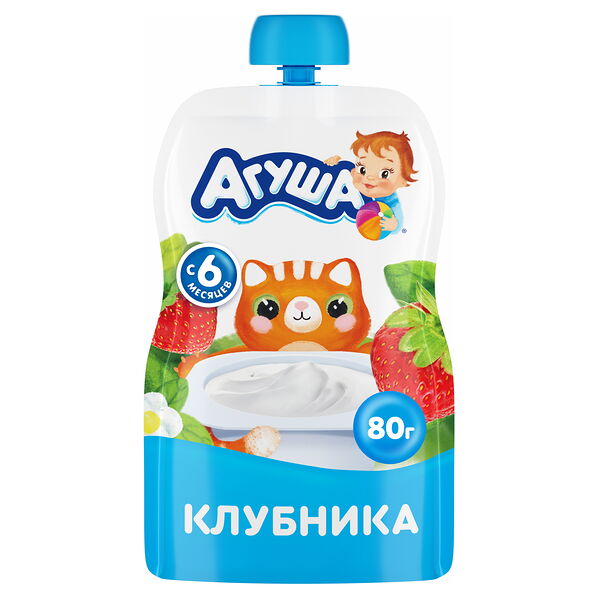 Творог детский фруктовый Агуша Клубника 4% 80г с 6 месяцев