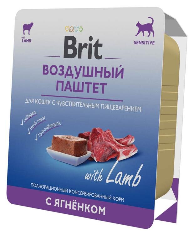 

Воздушный паштет Brit с ягненком для кошек с чувствительным пищеварением 100 г