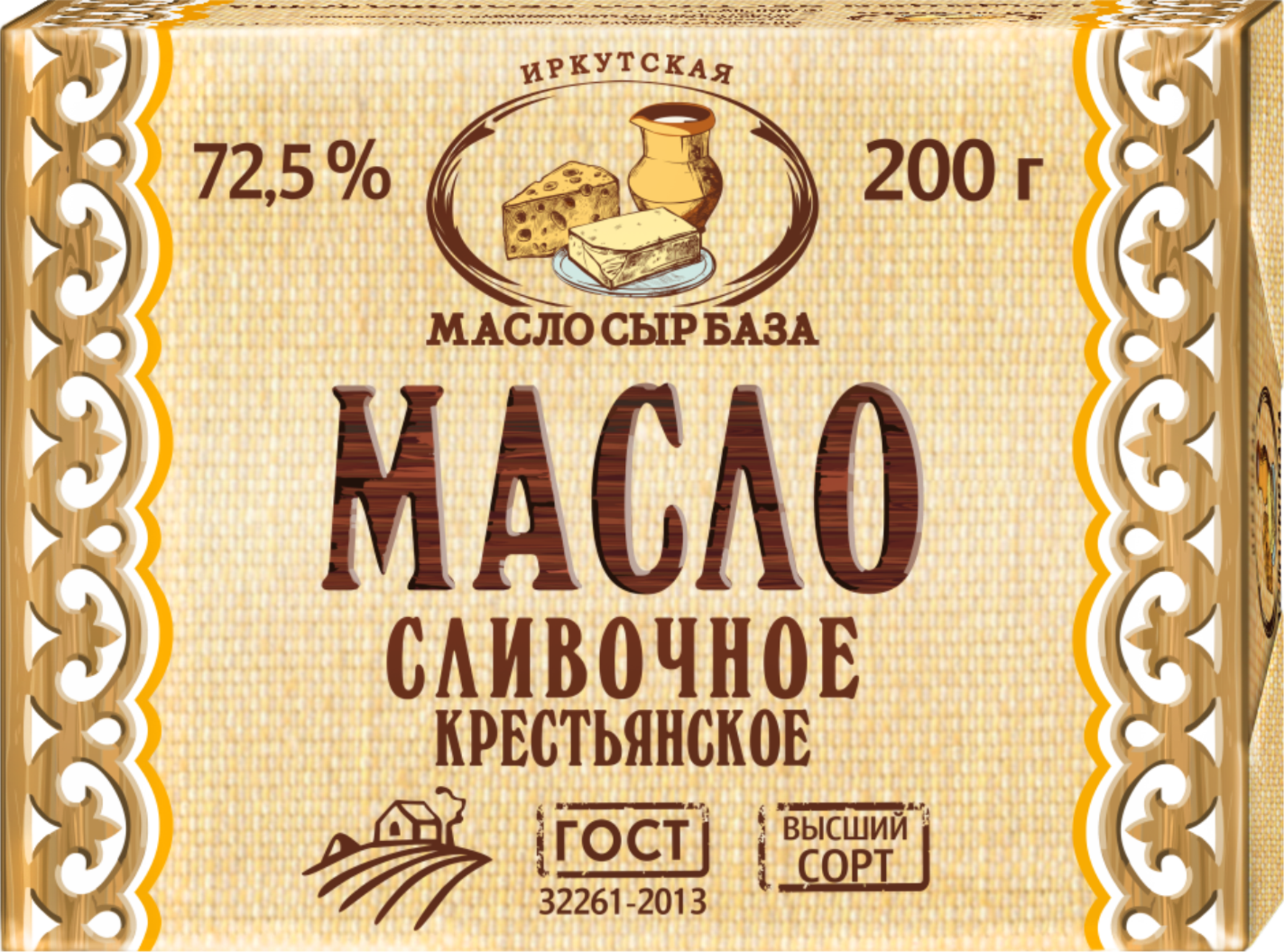 

Масло сливочное ИМСБ Крестьянское несоленое 72,5% высший сорт, без змж 200 г
