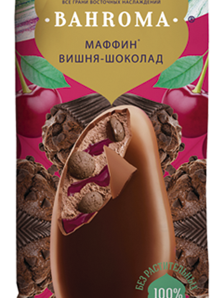 Мороженое сливочное Bahroma Вишнёвый маффин эскимо 8%, 75г
