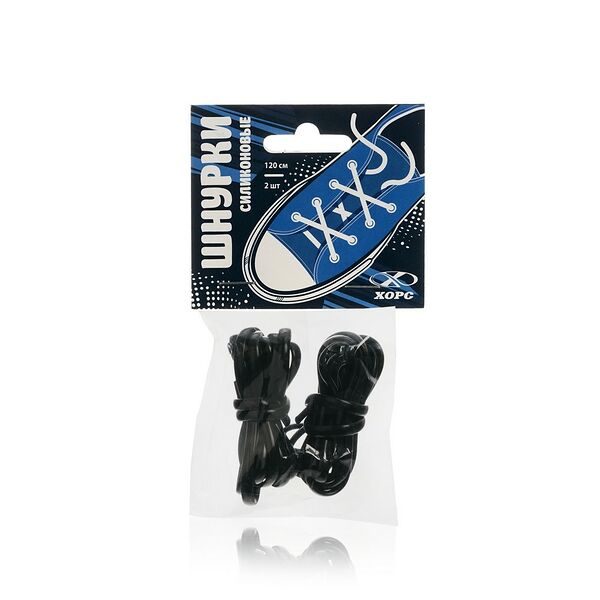 Силиконовые шнурки для обуви Хорс , Черный , 1 пара