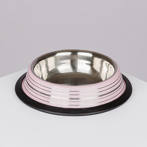 Миска для кошек цветной металл с полосками, резиновое основание, 240мл