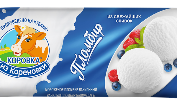 Мороженое Коровка из Кореновки пломбир ванильный, брикет