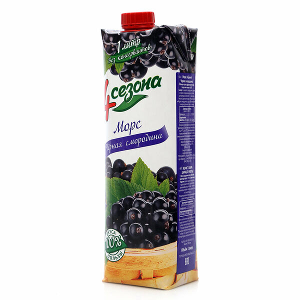 Морс ягодный ТМ 4 сезона черная смородина, 1000мл