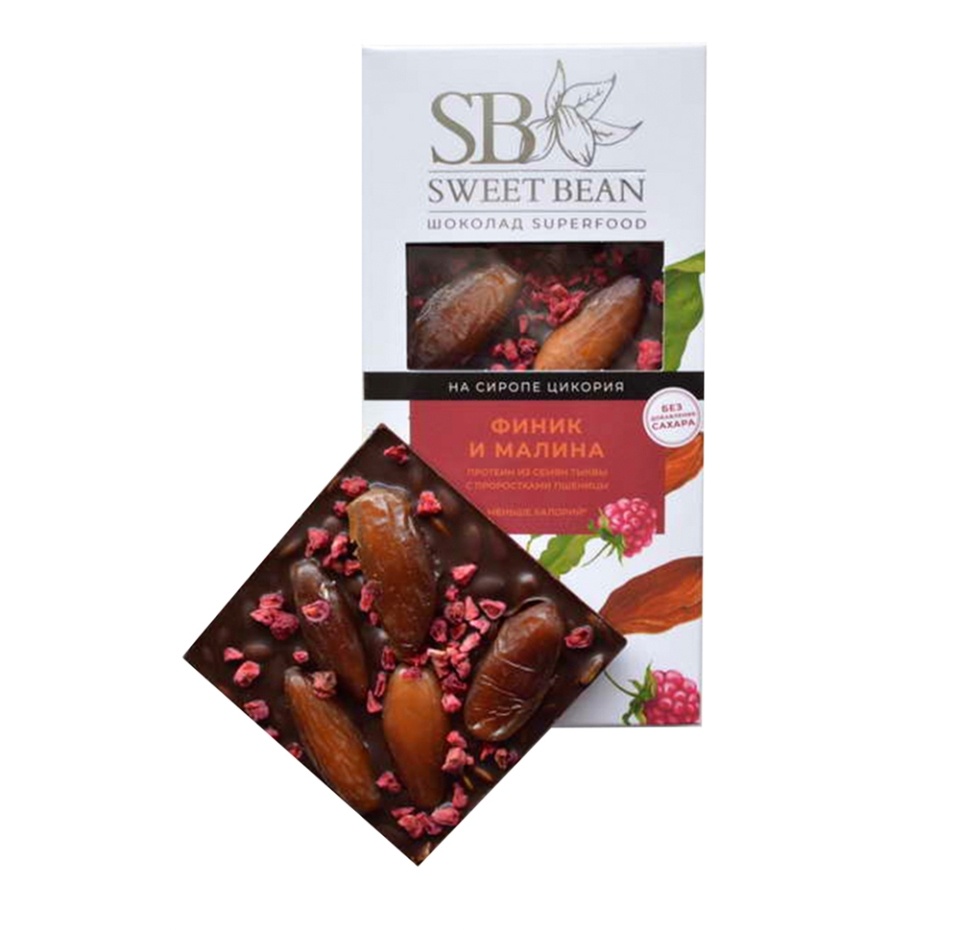 

Шоколад веганский Sweet Bean с суперфудами Финик-Малина на сиропе цикория 90 г