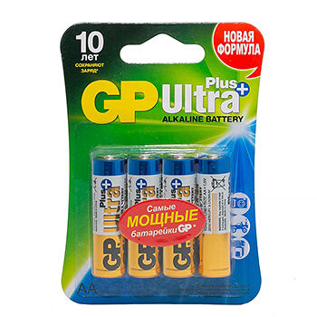 Батарейки Gp алкалиновые Ultra Plus Alkaline 15а аa, 4 шт, Китай