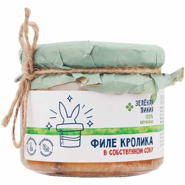 Консервы Филе из кролика в собственном соку Зелёная Линия, 280г