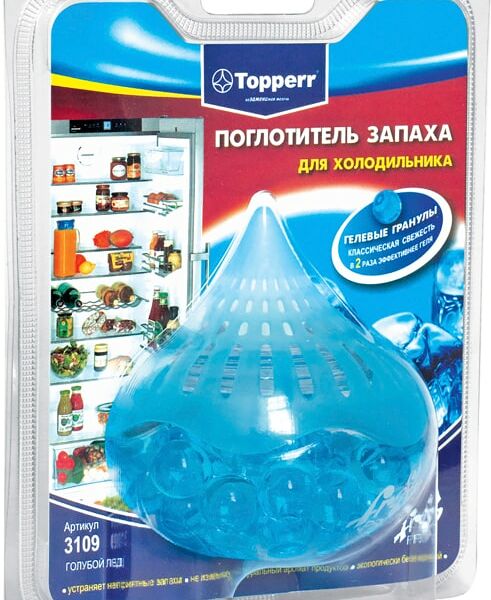 Поглотитель запаха Topperr для холодильника голубой лед