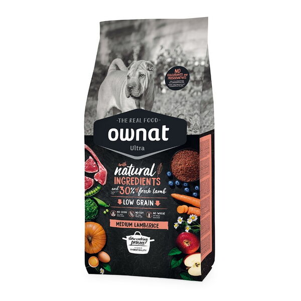 Ultra сухой корм Ownat для собак средних пород с ягненком и рисом