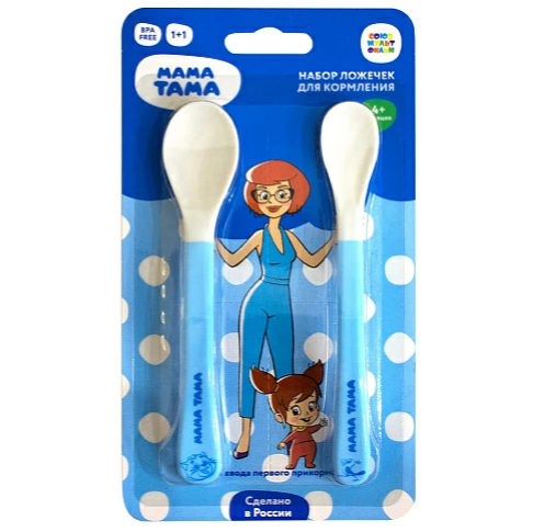 Ложки Мама Тама с мягким кончиком 2 шт от 4 мес цвет голубой