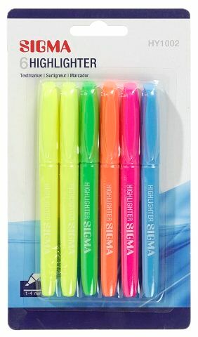 Текстовыделители 6 шт ТМ Sigma (Сигма)