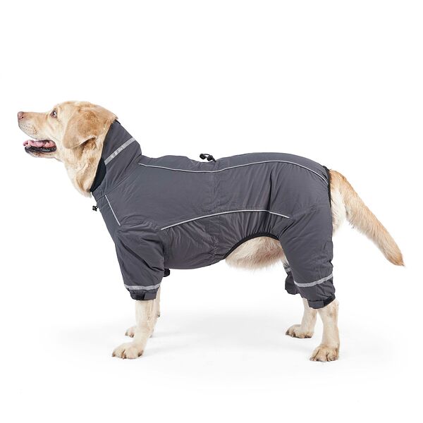 Комбинезон теплый с удлиненным воротником для собак S серый