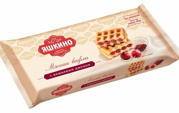 Вафли мягкие Яшкино с вишневым джемом 120 г