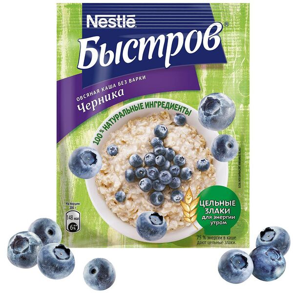 Каша Быстров ПБИО 1 овсян/черника вес 40г.