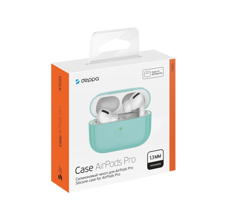 

Силиконовый чехол Deppa для AirPods Pro мятный, Китай