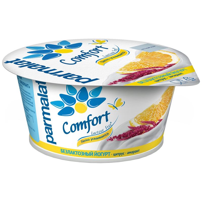 

Йогурт Parmalat Comfort безлактозный цитрус, амарант 3.5% 130 г