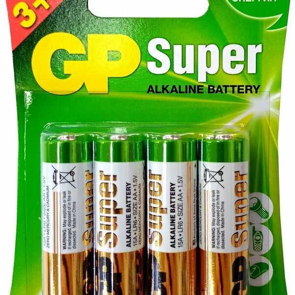 Батарейка gp супер алкалин аa 3+1 шт