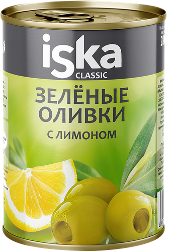 

Оливки Iska с лимоном зеленые 300 мл