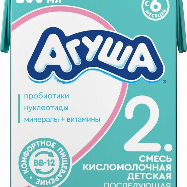 Смесь кисломолочная Агуша 2, 3.4%, с 6 месяцев
