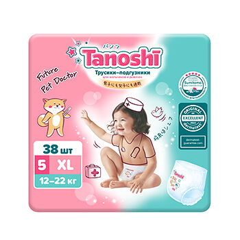 Трусики-подгузники для детей Tanoshi XL 12-22 кг 38 шт