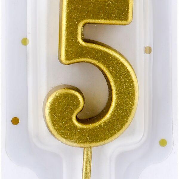 Свеча-цифра 5 Пакетико Party металлик