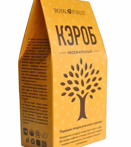 Кэроб Royal Forest Порошок плодов рожкового дерева, необжаренный