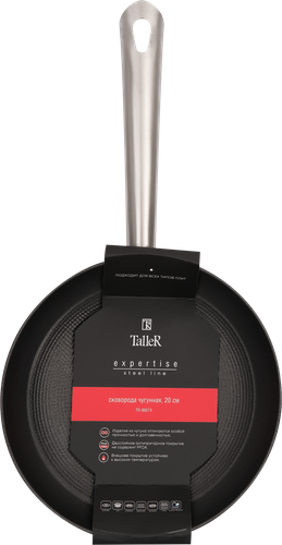 

Сковорода TALLER Expertise Steel 20см, чугун, нержавеющая сталь, индукция, антипригарное покрытие