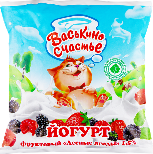 

Йогурт питьевой Васькино счастье лесные ягоды 1.5% 450 г