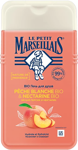 Гель для душа LE PETIT MARSEILLAIS Белый персик био и нектарин био, 400 мл
