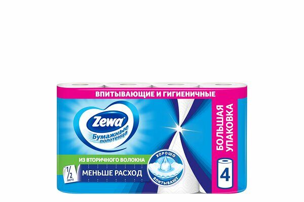 Полотенца бумажные Zewa Белые 1/2 листа 4 рулона