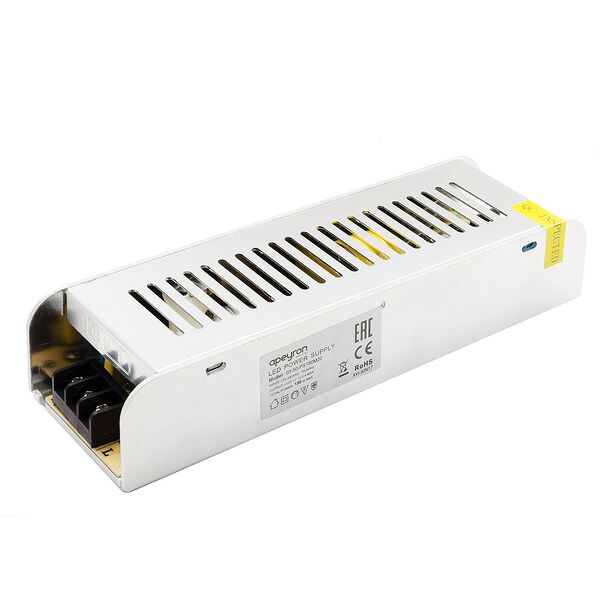 Блок питания, слим-металл, 12В, 150Вт, IP20, 12,5А, 20х5,9х3,9см