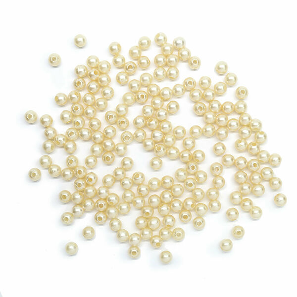 Бусины круглые, пластик, 5мм, 25гр(005 NL бежевый)
