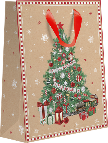 Пакет подарочный Snow крафт, 31x41x10см, Арт. KXL, в ассортименте 