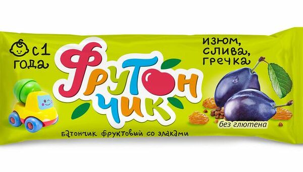 Батончик фруктовый Фрутончик Изюм, слива, гречка, без глютена, с 1 года