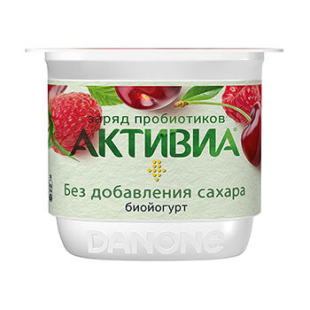Биойогурт без добавления сахара «Вишня, яблоко, малина» 2.9%, «Активиа»
