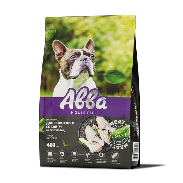 Senior Сухой корм Aвва на основе свежего мяса для собак мелких пород, с индейкой, 400 гр.