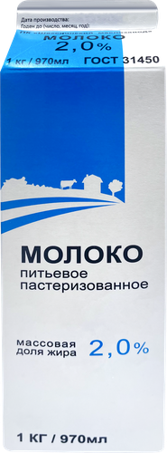 

Молоко пастеризованное Шекснинский Маслозавод 2% без змж 970 мл