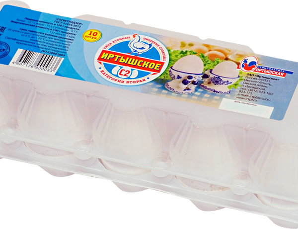 Яйцо куриное ПФ ИРТЫШСКАЯ С2 столовое, 10 шт.