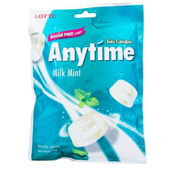 Карамель LOTTE леденцовая Anytime со вкусом молока и мяты Lotte Confectionery Co.,Ltd.