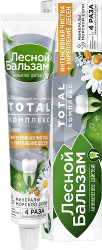 

Зубная паста Лесной Бальзам Total комплекс с морской солью, ромашкой и облепихой 75 мл