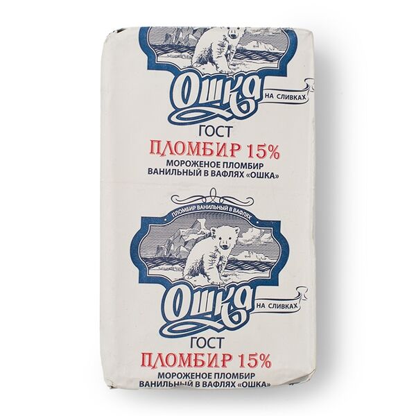 Мороженое пломбир Ошка ванильный брикет 85г, Россия