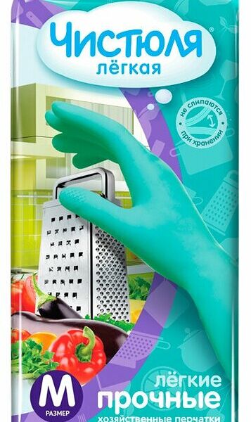 Перчатки хозяйственные Чистюля Легкая прочные, р.M, 1 пара
