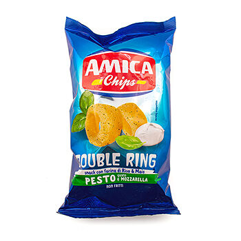 Снеки Amica Chips кукурузно-рисовые со вкусом соуса песто и моцареллы 70 г, Италия