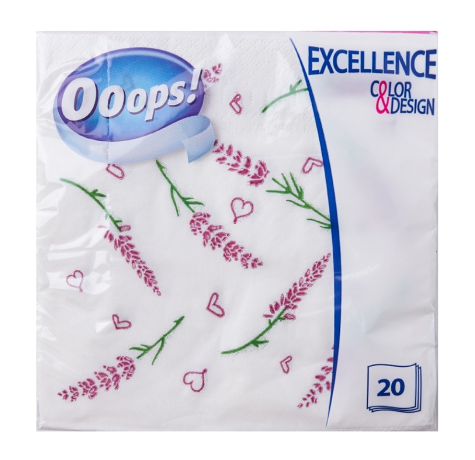 

Салфетки Ooops! Excellence с дизайном, 3 слоя 33x33 см, в ассортименте 20 шт Венгрия