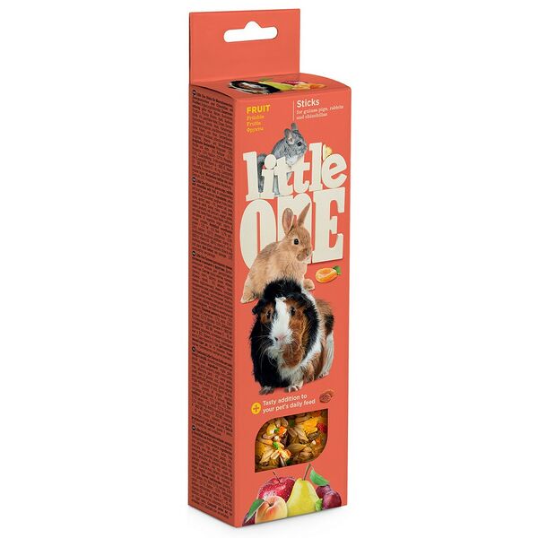 Лакомство для грызунов Little One Палочки для морских свинок, кроликов и шиншилл с фруктами 120 г