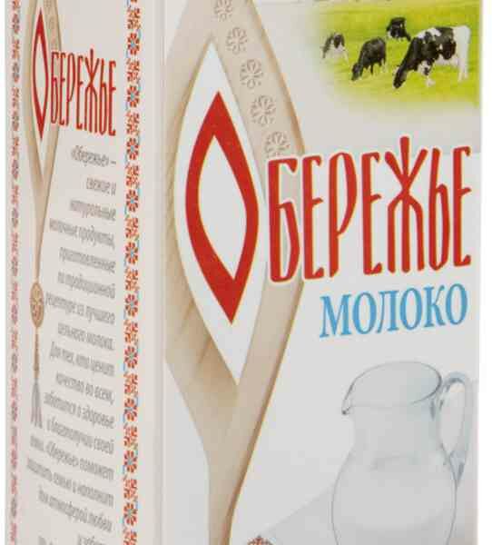 Молоко цельное отборное Обережье пастеризованное 3,4-6%, 1 л