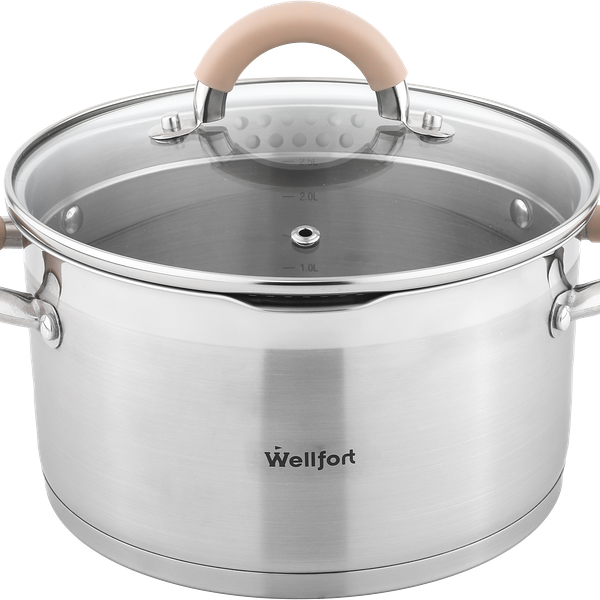 Кастрюля Wellfort Style крышка-дуршлаг нержавеющая сталь, 3.1 л